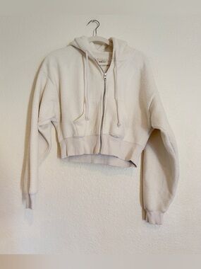 Madewell MWL Sherpa Zip-Front Drawstring Hoodie Sweatshirt